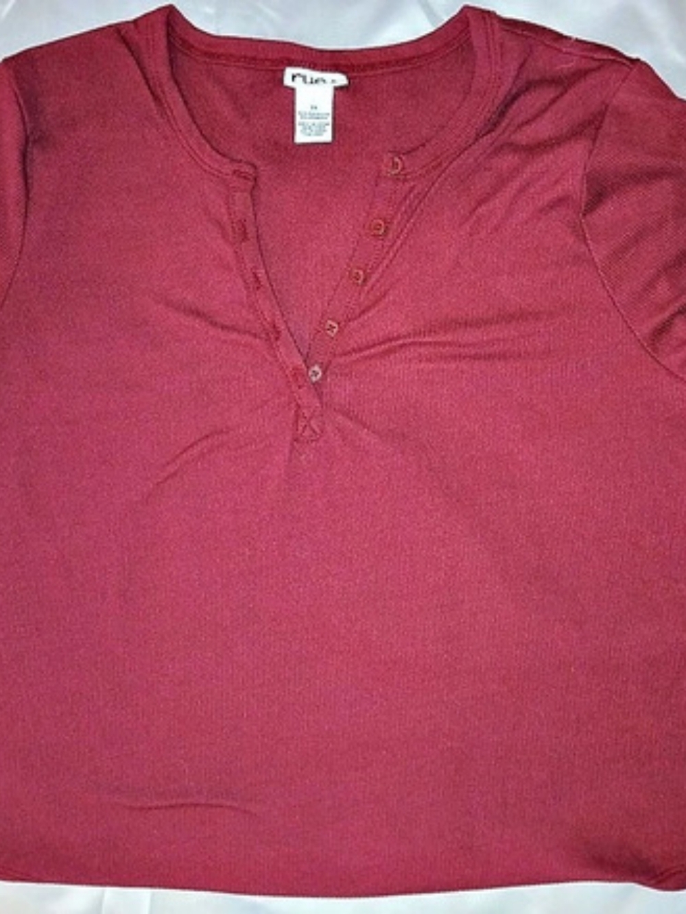 rue+ Ribbed Henley Top in Red Size 2X Like New